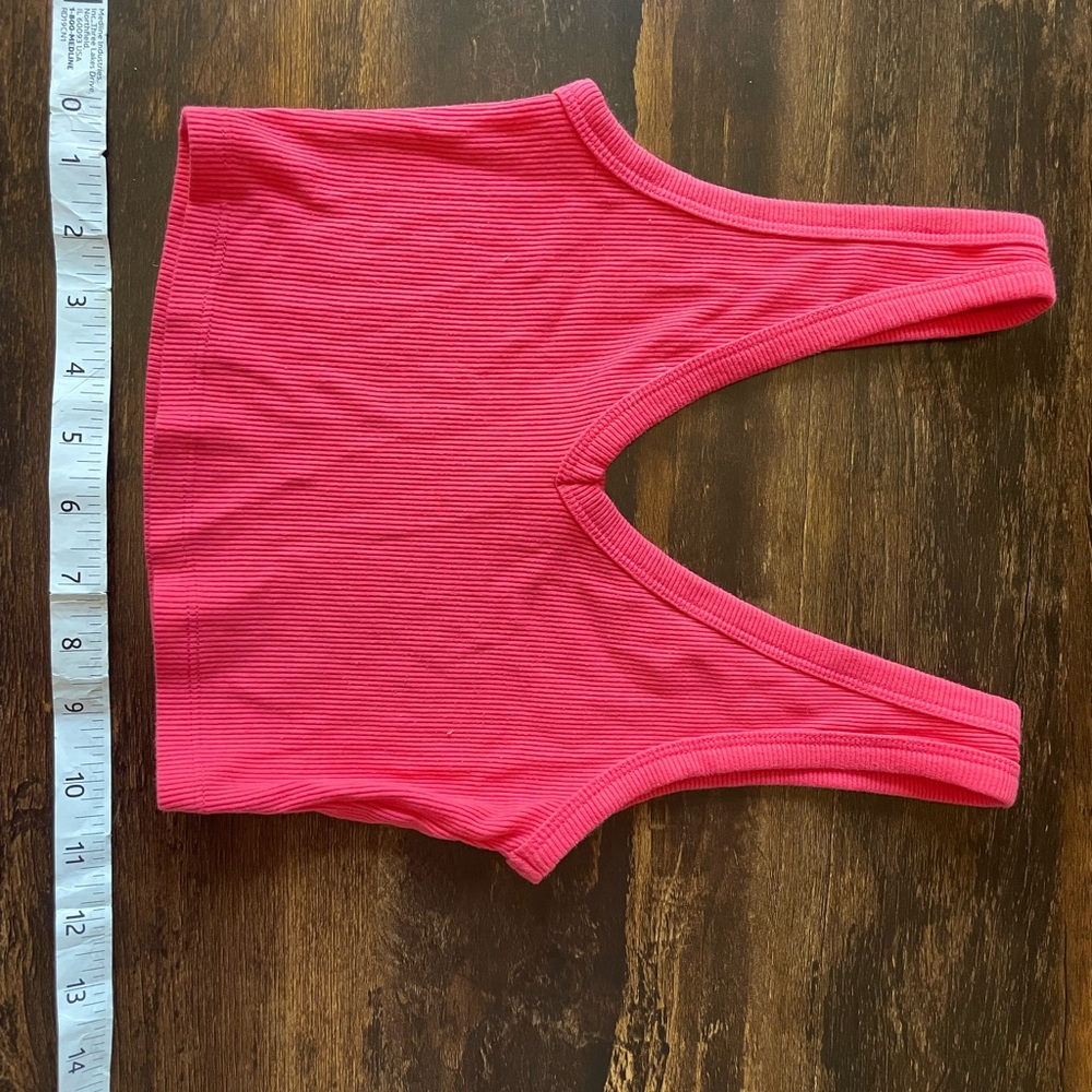 Vibrant Pink Ribbed Crop Top